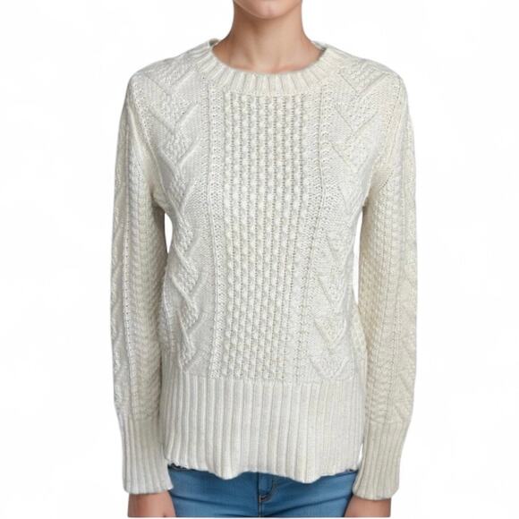 GAP ivory cable knit sweater classic timeless fall preppy neutral academia - Picture 1 of 6